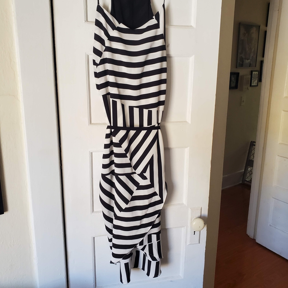 Felicity & Coco Monochrome Striped Midi Dress